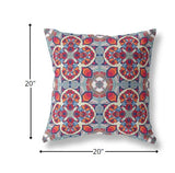20" Red Blue Cloverleaf Indoor Outdoor Throw Pillow