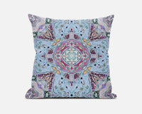 16" Blue Magenta Boho Chic Floral Suede Throw Pillow