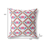 16"x16" Pink Blue White Blown Seam Suede Geometric Throw Pillow