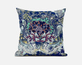 16? Blue Aqua Flower Bloom Suede Throw Pillow