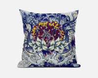 18? Blue Gray Flower Bloom Suede Throw Pillow