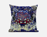 18? Blue Red Flower Bloom Suede Throw Pillow