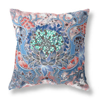 16? Blue Pink Flower Bloom Suede Throw Pillow