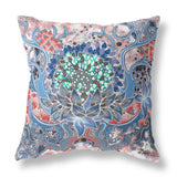 16? Blue Pink Flower Bloom Suede Throw Pillow