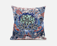 16? Blue Pink Flower Bloom Suede Throw Pillow