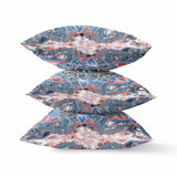16? Blue Pink Flower Bloom Suede Throw Pillow