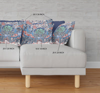 16? Blue Pink Flower Bloom Suede Throw Pillow