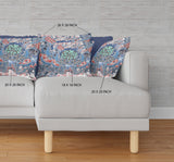 16? Blue Pink Flower Bloom Suede Throw Pillow