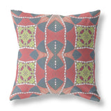 18" Red Gray Cosmic Circle Boho Suede Throw Pillow