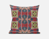 18" Red Gray Cosmic Circle Boho Suede Throw Pillow