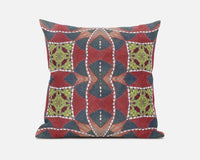 20" Red Gray Cosmic Circle Boho Suede Throw Pillow