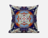 18? Indigo Orange Geo Tribal Suede Throw Pillow