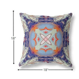 18? Indigo Orange Geo Tribal Suede Throw Pillow