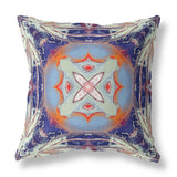18? Indigo Orange Geo Tribal Suede Throw Pillow