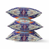 18? Indigo Orange Geo Tribal Suede Throw Pillow