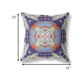 18? Indigo Orange Geo Tribal Suede Throw Pillow