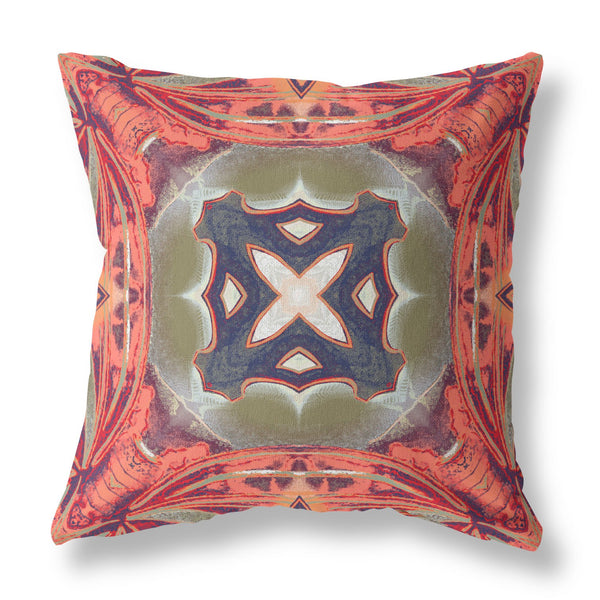 18? Peach Sage Geo Tribal Suede Throw Pillow