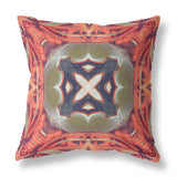 18? Peach Sage Geo Tribal Suede Throw Pillow