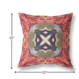 18? Peach Sage Geo Tribal Suede Throw Pillow
