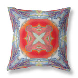 16? Blue Orange Geo Tribal Suede Throw Pillow
