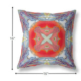 16? Blue Orange Geo Tribal Suede Throw Pillow