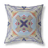 16? Navy Sage Geo Tribal Suede Throw Pillow