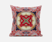 18? Peach Red Geo Tribal Suede Throw Pillow