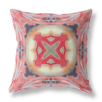 18? Peach Red Geo Tribal Suede Throw Pillow