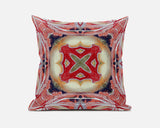 18? Peach Red Geo Tribal Suede Throw Pillow