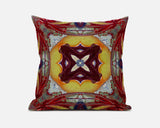 16? Red Yellow Geo Tribal Suede Throw Pillow