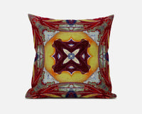 18? Red Yellow Geo Tribal Suede Throw Pillow