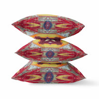 18? Red Yellow Geo Tribal Suede Throw Pillow