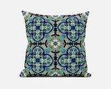 20" Aqua Indigo Cloverleaf Boho Suede Throw Pillow