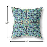20" Aqua Indigo Cloverleaf Boho Suede Throw Pillow