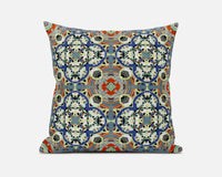 16" Blue Cream Cloverleaf Boho Suede Throw Pillow