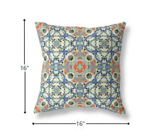 16" Blue Cream Cloverleaf Boho Suede Throw Pillow