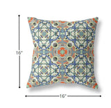 16" Blue Cream Cloverleaf Boho Suede Throw Pillow