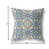 20" Blue Peach Cloverleaf Boho Suede Throw Pillow