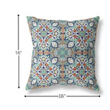 16" Green Orange Cloverleaf Boho Suede Throw Pillow