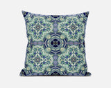 20" Aqua Blue Cloverleaf Boho Suede Throw Pillow