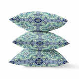 20" Aqua Blue Cloverleaf Boho Suede Throw Pillow