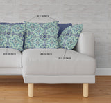 20" Aqua Blue Cloverleaf Boho Suede Throw Pillow