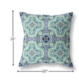 20" Aqua Blue Cloverleaf Boho Suede Throw Pillow