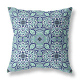 20" Blue Aqua Cloverleaf Boho Suede Throw Pillow