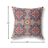 18" Orange Blue Cloverleaf Boho Suede Throw Pillow