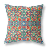 16" Orange Green Cloverleaf Boho Suede Throw Pillow