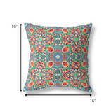 16" Orange Green Cloverleaf Boho Suede Throw Pillow
