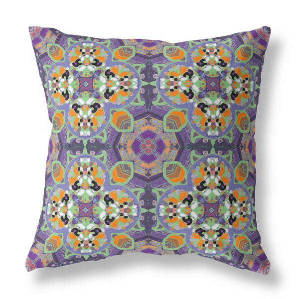 20" Purple Orange Cloverleaf Boho Suede Throw Pillow