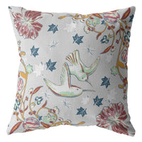 16" Gray Bird and Nature Indoor Outdoor Throw Pillow
