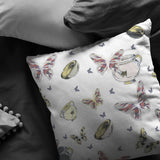 16" White Butterflies Indoor Outdoor Throw Pillow